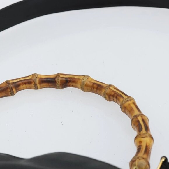 GUCCI Bamboo Hand Bag Leather Black Gold - Picture 11 of 16